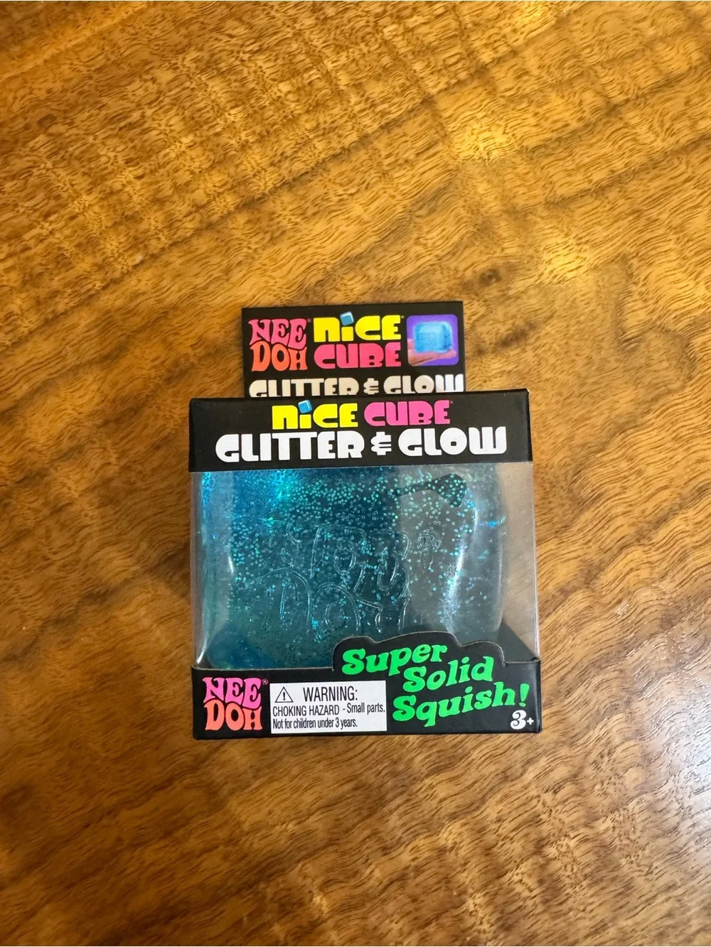 NeeDoh Nice Cube Glitter & Glow Blue NWT Super Solid Squish Authentic Schylling